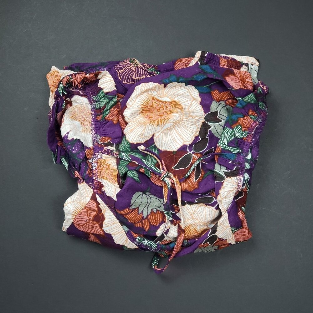 Band Of The Free Floriane LS Blouse Womens Medium Purple Ivory Boho Coquette NWT - Picture 16 of 16